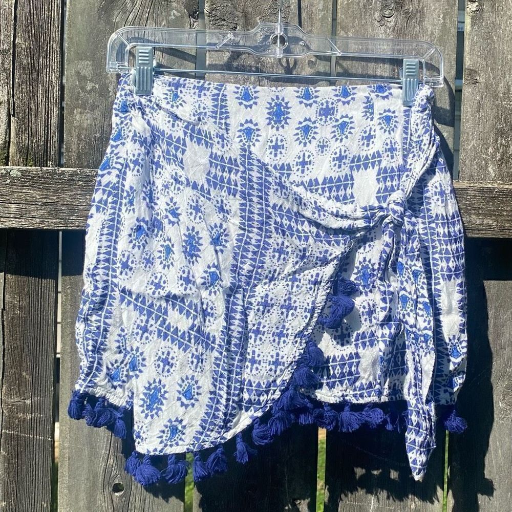 Forever 21 Sarong Printed Tassel Mini Skirt | S‎
